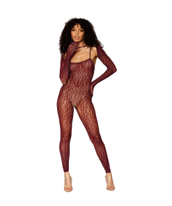 Catsuit Bodystocking en Shrug Diamond - One Size - Bruin
