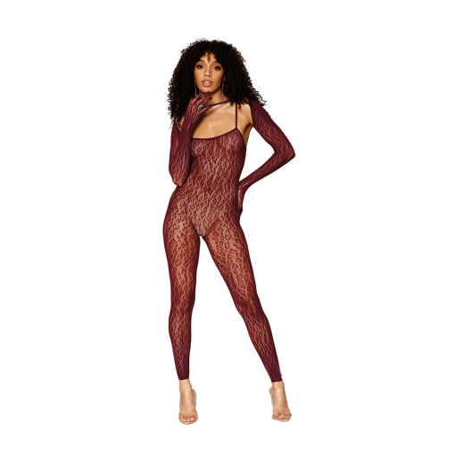 Catsuit Bodystocking en Shrug Diamond - One Size - Bruin