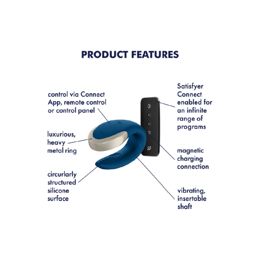 Double Love - Luxe Partner Vibrator - Blauw - Afbeelding 5