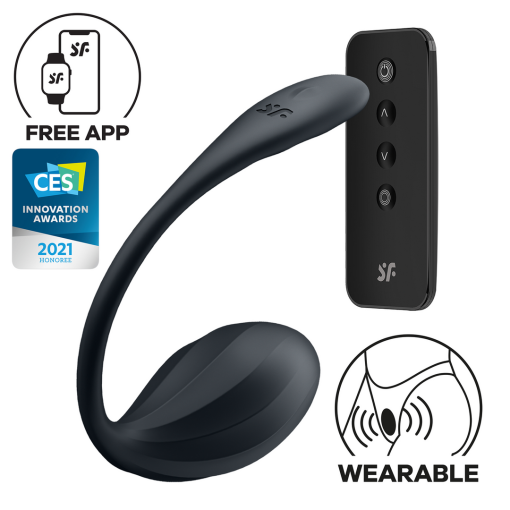 Ribbed Petal Connect App - Draagbare Koppel Vibrator - Zwart - Afbeelding 6