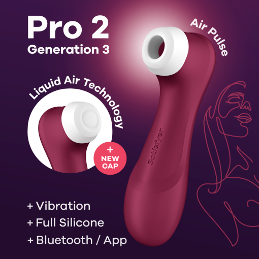 Pro 2 Generatie 3 - Double Air Pulse Vibrator - Liquid Air en Connect App - Wijnrood - Afbeelding 7
