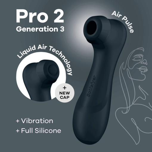 Pro 2 Generatie 3 - Double Air Pulse Vibrator - Liquid Air - Zwart - Afbeelding 7