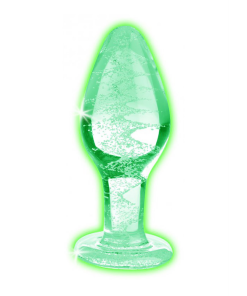 Glow-In-The-Dark - Glas Buttplug - Groot