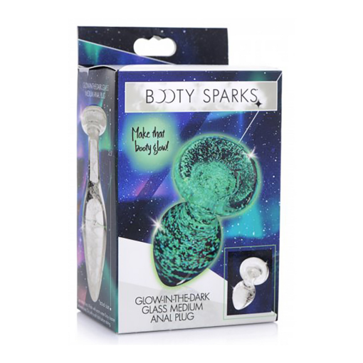 Glow-In-The-Dark - Glazen Butt Plug - Medium - Afbeelding 2