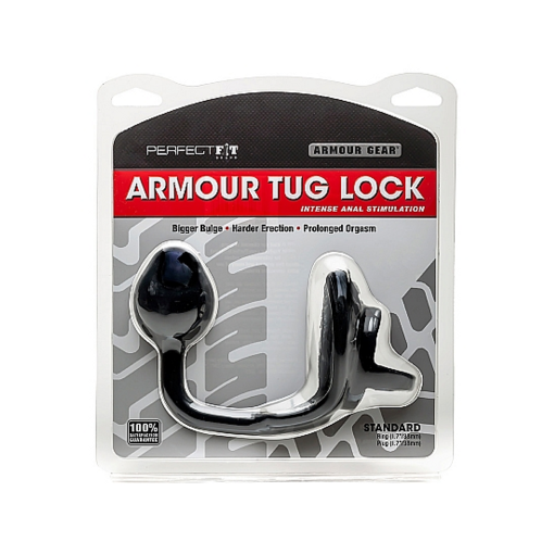 Armor Tug Lock - Cockring met Ball Strap en Butt Plug - Medium - Afbeelding 2