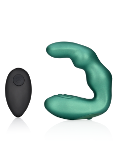 Gebogen Vibrerende Prostaatmassager met Afstandsbediening - Metallic Groen