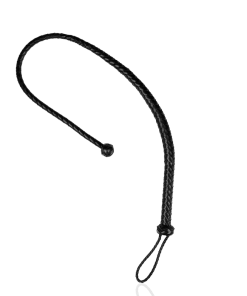 PU leren zweep met knoopdetail - Zwart