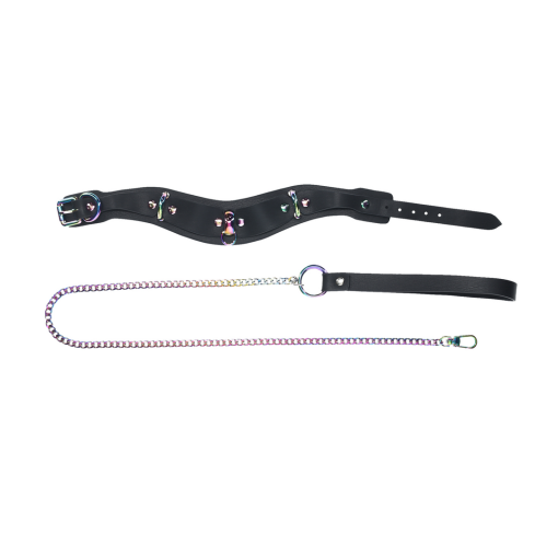 Venice Collectie - Halsband met Leash - Zwart - Afbeelding 5
