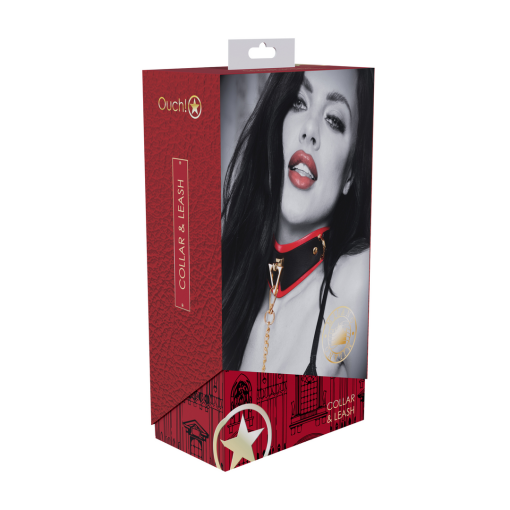 Milan Collectie - Halsband met Lijn - Zwart/Rood - Afbeelding 2