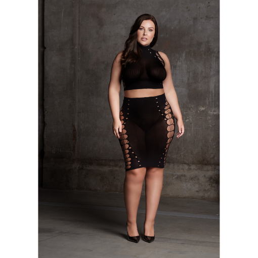 Kala XXXVII - Twee Delige Set met Coltrui, Crop Top en Rok - Plus Size - Afbeelding 6