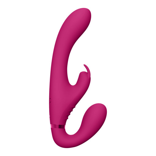 Suki - Vibrerende Strapless Strap-on Rabbit - Roze - Afbeelding 4