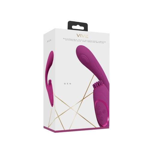 Gen - Drie Motoren G-Spot Vibrator met Pulse Wave en Vibrerende Haren - Roze - Afbeelding 2