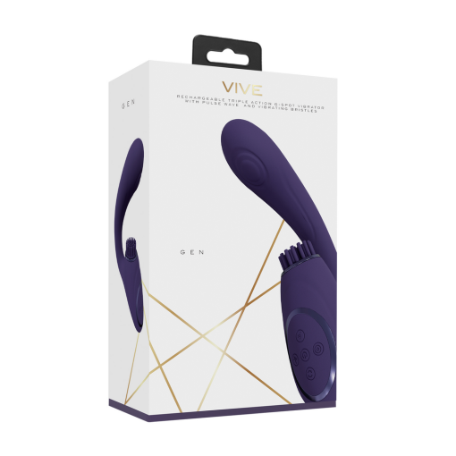Gen - Triple Motor G-Spot Vibrator met Pulse Wave en Vibrerende Borstels - Paars - Afbeelding 2